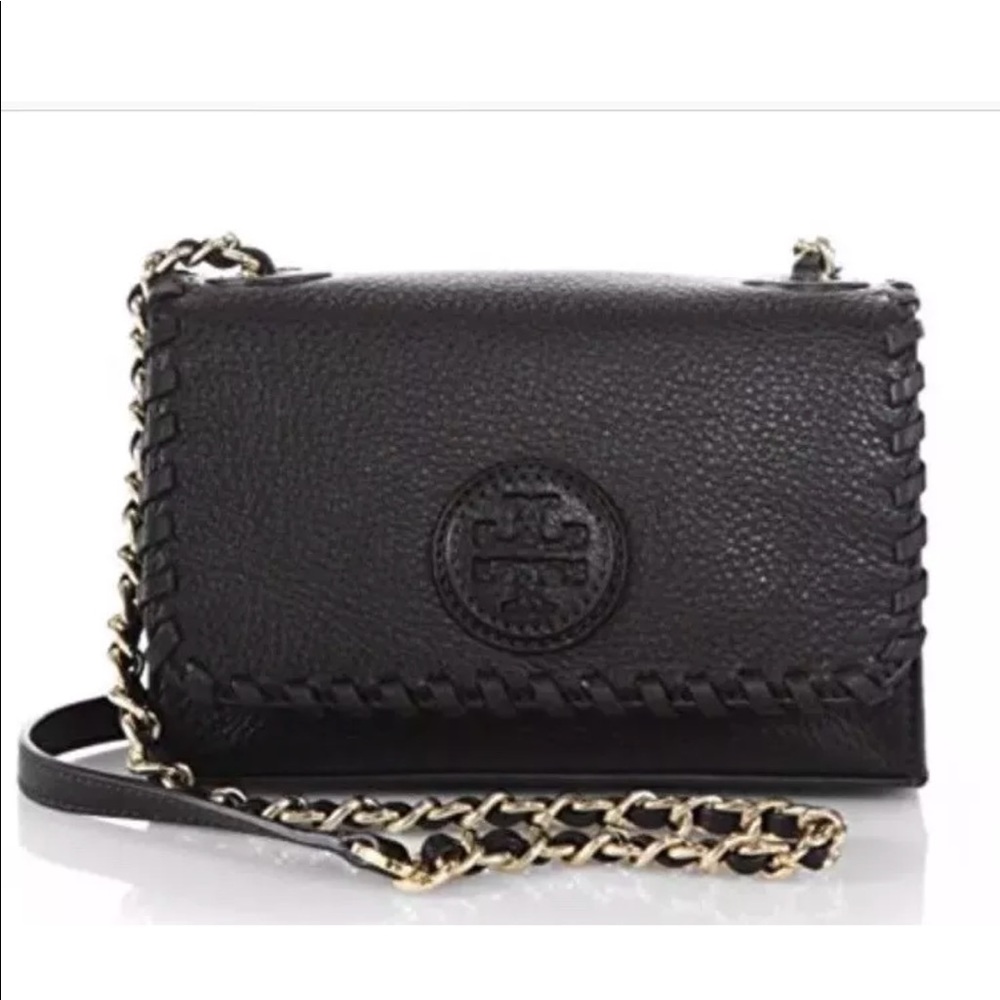 Tory Burch Marion Shrunken Crossbody - Black/Gold